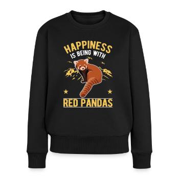 Roter Panda Glück Katzenbär - Frauen Premium Bio Pullover - Schwarz - Vorne - Julia (174cm)