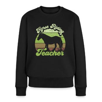 Reitlehrer Reitunterricht Reiter Pferd Reiten - Frauen Premium Bio Pullover - Schwarz - Vorne - Julia (174cm)