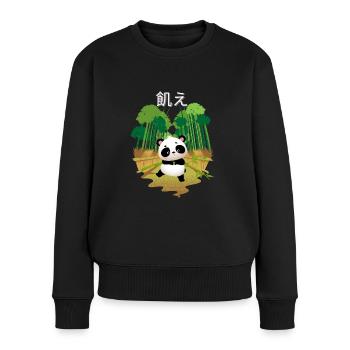 Anime, Bär, Bambus, Japan - Frauen Premium Bio Pullover - Schwarz - Vorne - Julia (174cm)