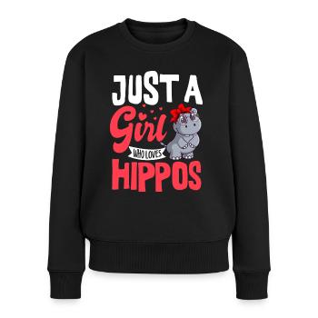Une fille qui aime les hippopotames Hippopotame - Pull Premium bio Femme - noir - Devant - Julia (174cm)