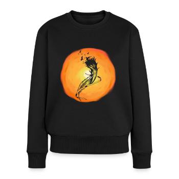 Sonnenschein Wildvögel Vogelschwarm Vögel Sonne - Frauen Premium Bio Pullover - Schwarz - Vorne - Julia (174cm)