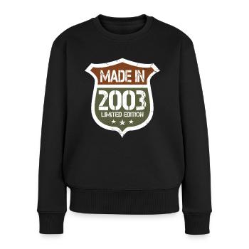 20e anniversaire Né en 2003 Fabriqué en 2003 - Pull Premium bio Femme - noir - Devant - Julia (174cm)