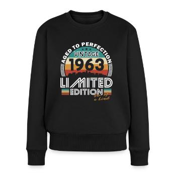 60. Geburtstag Jahrgang 1963 Vintage 1963 - Frauen Premium Bio Pullover - Schwarz - Vorne - Julia (174cm)
