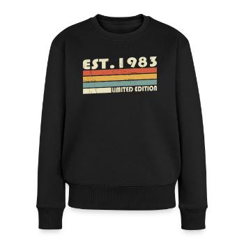 40. Geburtstag Jahrgang 1983 Estimated 1983 - Frauen Premium Bio Pullover - Schwarz - Vorne - Julia (174cm)