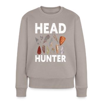 Pfeilspitze Arrowhead Hunter - Frauen Premium Bio Pullover - Taupe - Vorne - Julia (174cm)