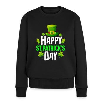 Happy St. Patrick's Day - Frauen Premium Bio Pullover - Schwarz - Vorne - Julia (174cm)