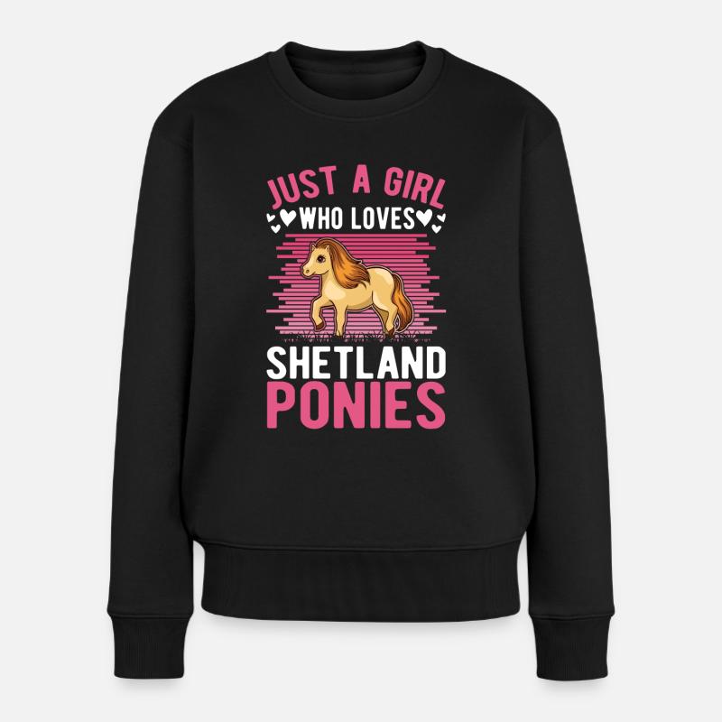 Shetlandpony Mädchen Shetland-Pony Shetty - Frauen Premium Bio Pullover - Schwarz