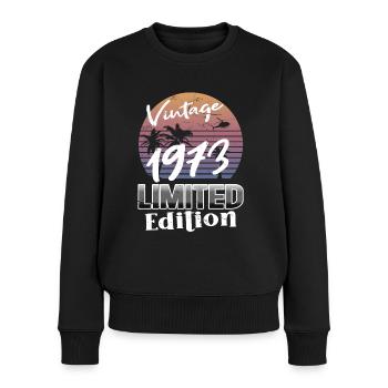 50. Geburtstag Jahrgang 1973 Vintage 1973 - Frauen Premium Bio Pullover - Schwarz - Vorne - Julia (174cm)