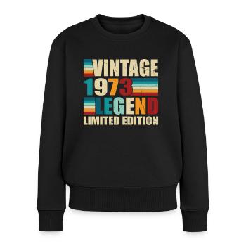 50. Geburtstag Jahrgang 1973 Vintage 1973 - Frauen Premium Bio Pullover - Schwarz - Vorne - Julia (174cm)