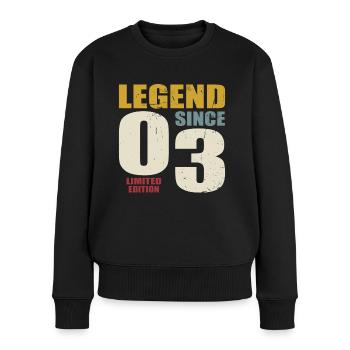 20. Geburtstag Jahrgang 2003 Legend Since 2003 - Frauen Premium Bio Pullover - Schwarz - Vorne - Julia (174cm)