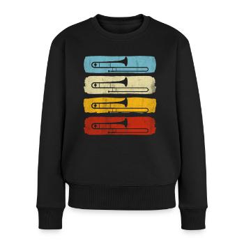 Trompete Blasmusik - Frauen Premium Bio Pullover - Schwarz - Vorne - Julia (174cm)