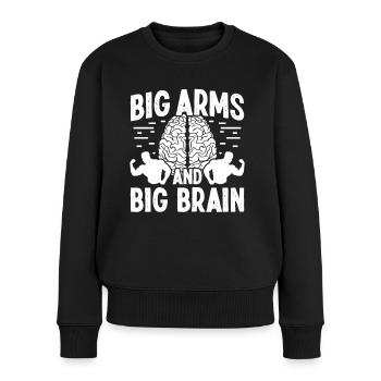 Strongman Big Arms Big Brain Fitness Bodybuilding - Frauen Premium Bio Pullover - Schwarz - Vorne - Julia (174cm)
