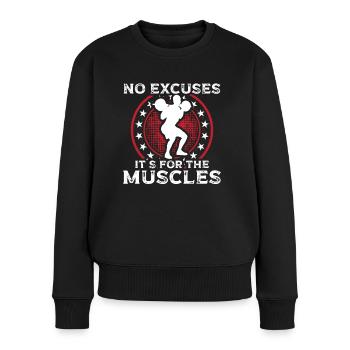 Strongman No Excuses For Muscles Gym Bodybuilding - Women's Premium Organic Jumper - black - Front - Julia (174cm)