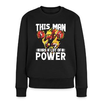 Homme fort beaucoup de puissance fitness musculation - Pull Premium bio Femme - noir - Devant - Julia (174cm)