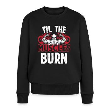 Strongman Til Muscles Burn Fitness Bodybuilding - Women's Premium Organic Jumper - black - Front - Julia (174cm)