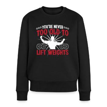 Strongman Never Too Old Gym Fitness Bodybuilding - Frauen Premium Bio Pullover - Schwarz - Vorne - Julia (174cm)