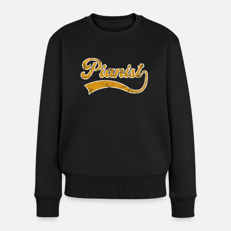 Klavier Schriftzug - Frauen Premium Bio Pullover - Schwarz