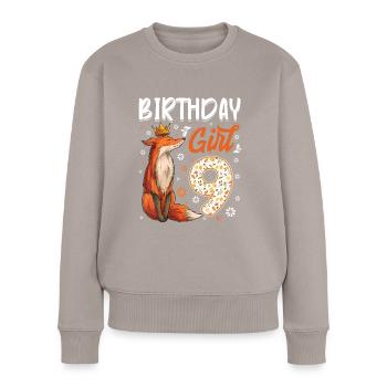 Fox Animal Lovers 9th Birthday Girl Fox B-day 9 ye - Women's Premium Organic Jumper - taupe - Front - Julia (174cm)