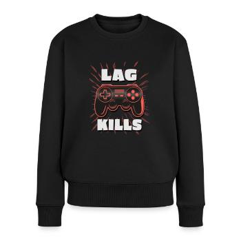 Gaming LAG Lustiger PC Konsolen Controller Gamer - Frauen Premium Bio Pullover - Schwarz - Vorne - Julia (174cm)