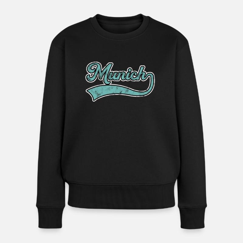 München Schriftzug - Frauen Premium Bio Pullover - Schwarz