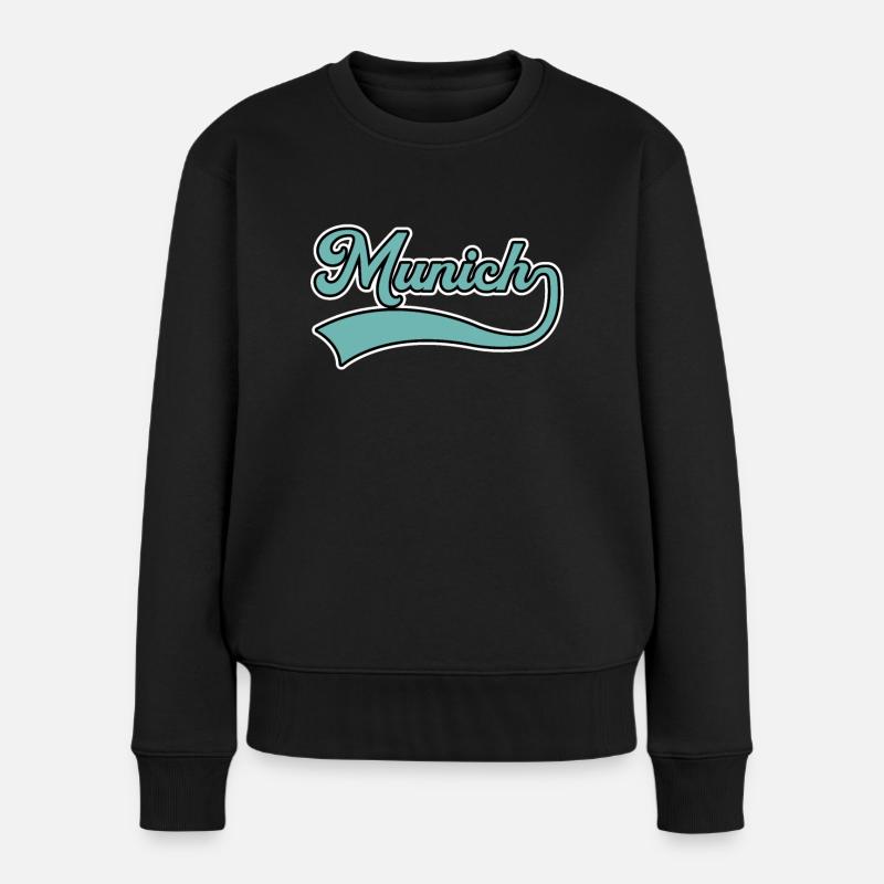 München Schriftzug - Frauen Premium Bio Pullover - Schwarz