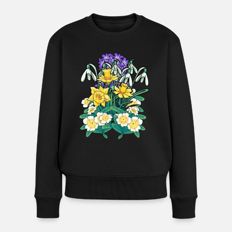 Frühling Blumen Grüße Garten Gärtner Hobbygärtner - Frauen Premium Bio Pullover - Schwarz