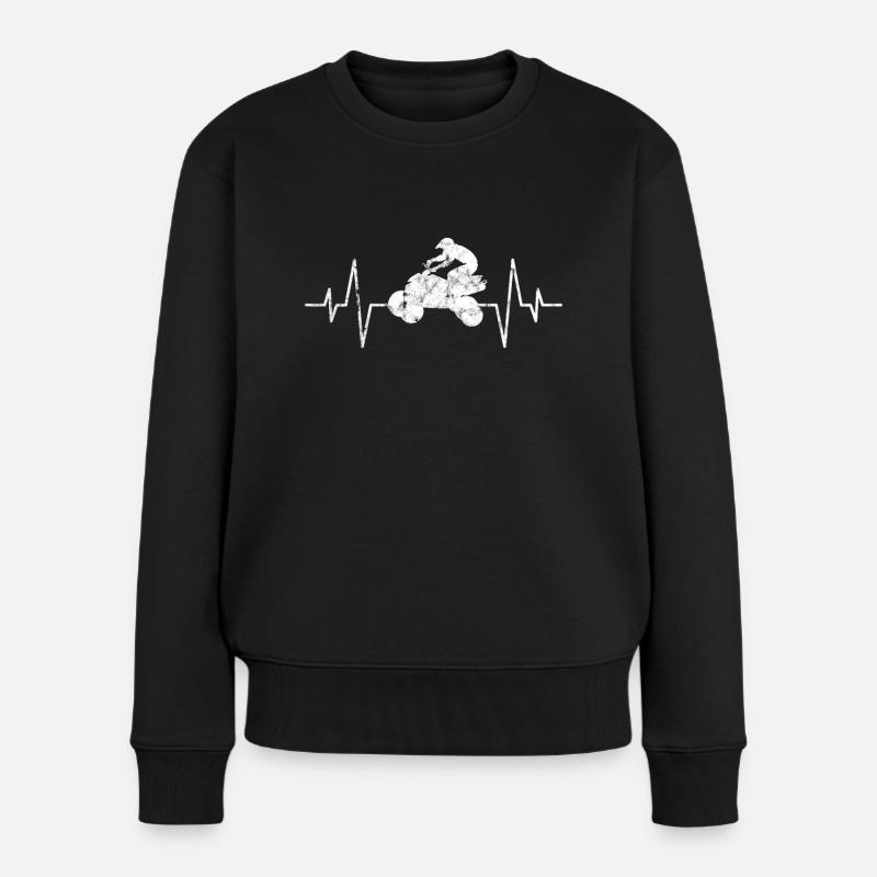 Quad herzschlag - Frauen Premium Bio Pullover - Schwarz