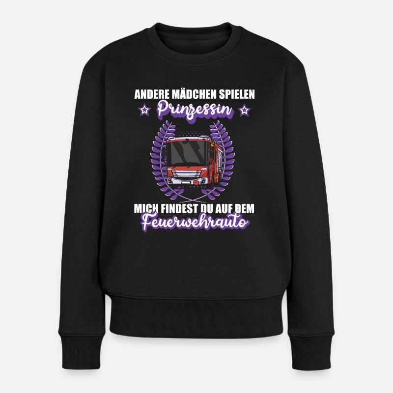 Feuerwehrfrau Feuerwehr Feuerwehrauto Geschenk - Frauen Premium Bio Pullover - Schwarz