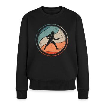 Fechten Fecht Sport Degen Vintage Fechter - Frauen Premium Bio Pullover - Schwarz - Vorne - Julia (174cm)