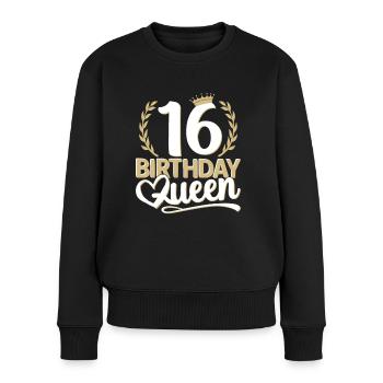 16ème anniversaire fille 16ème 16ème 16ème 16 ans Reine - Pull Premium bio Femme - noir - Devant - Julia (174cm)