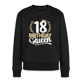 18. Geburtstag Mädchen 18er 18ter 18 Jahre Queen - Frauen Premium Bio Pullover - Schwarz - Vorne - Julia (174cm)