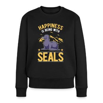 Robbe Glück Sea Lion Seelöwe - Women's Premium Organic Jumper - black - Front - Julia (174cm)