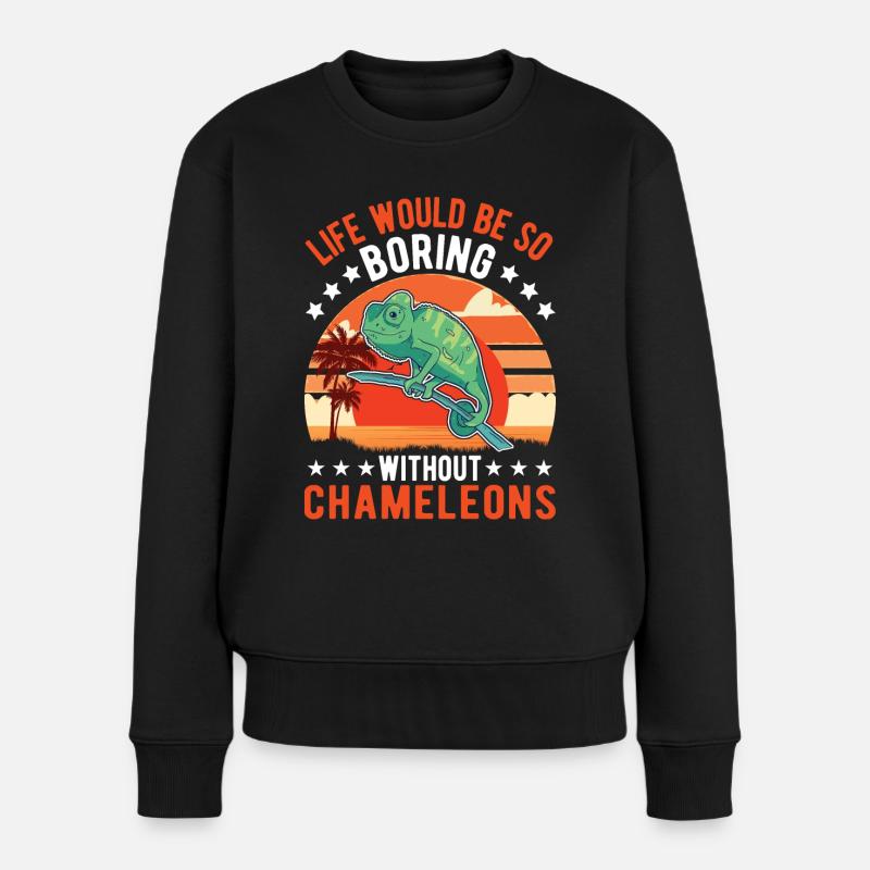 Chamäleon Geschenk Chameleon - Frauen Premium Bio Pullover - Schwarz