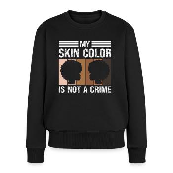 Mois de l’histoire des Noirs Ma couleur de peau n’est pas un crime - Pull Premium bio Femme - noir - Devant - Julia (174cm)