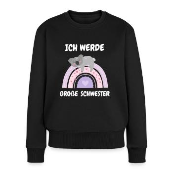 Ich Werde Große Schwester - Baby Koala Herzen - Frauen Premium Bio Pullover - Schwarz - Vorne - Julia (174cm)