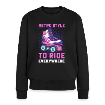 Rollschuhlaufen Roller-Derby Rollschuhfahren Sport - Frauen Premium Bio Pullover - Schwarz - Vorne - Julia (174cm)