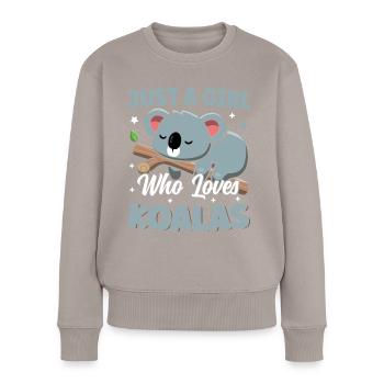 Nur ein Mädchen, das Koalas liebt Cute Sleeping Kawaii - Frauen Premium Bio Pullover - Taupe - Vorne - Julia (174cm)