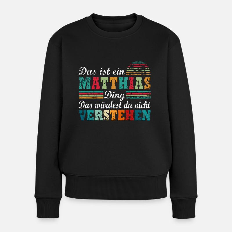 MATTHIAS - Frauen Premium Bio Pullover - Schwarz