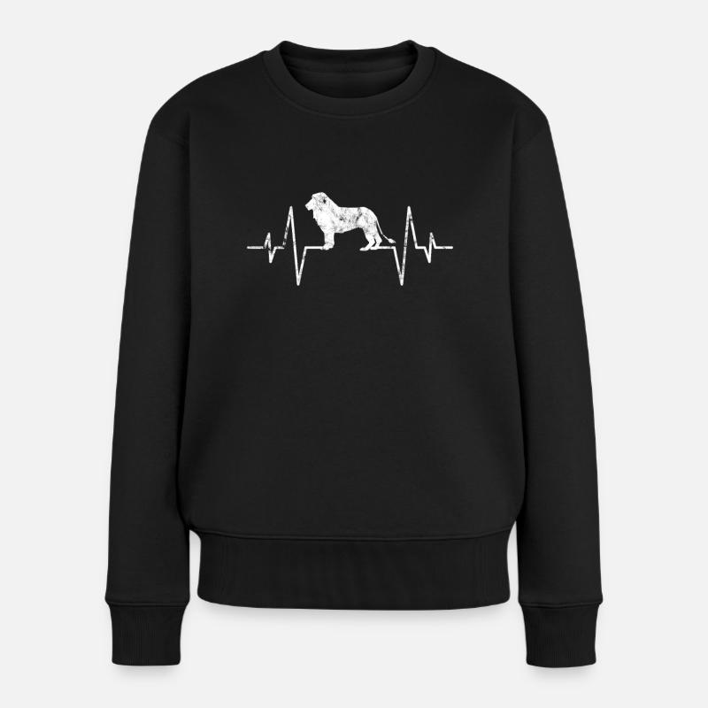 Löwe Herzschlag - Frauen Premium Bio Pullover - Schwarz