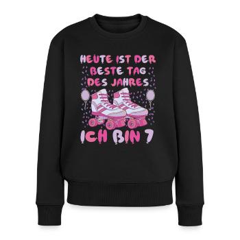 7. Geburtstag 7 Jahre Mädchen Rollschuhe - Frauen Premium Bio Pullover - Schwarz - Vorne - Julia (174cm)