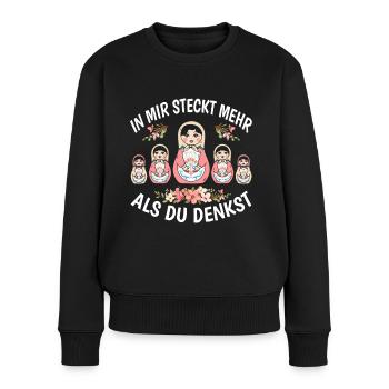 Matrjoschka Puppe Babushka Souvenir Lustig - Frauen Premium Bio Pullover - Schwarz - Vorne - Julia (174cm)
