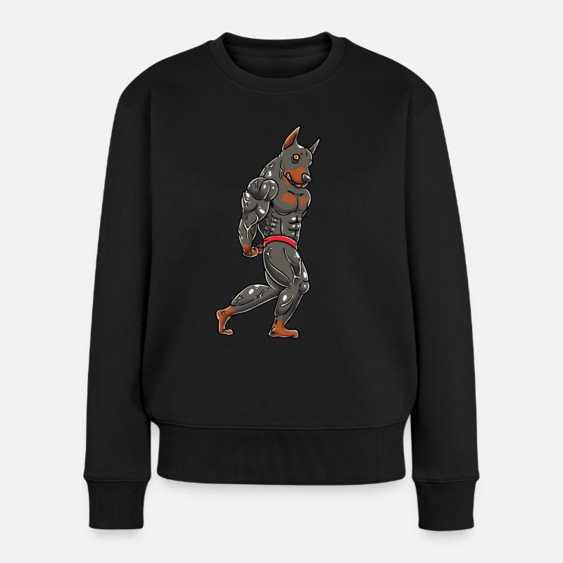 Doberman Dog Gym Bodybuilder - Pull Premium bio Femme - noir