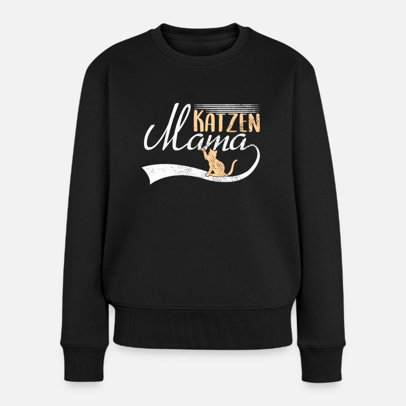 Katzen Mama - Frauen Premium Bio Pullover - Schwarz