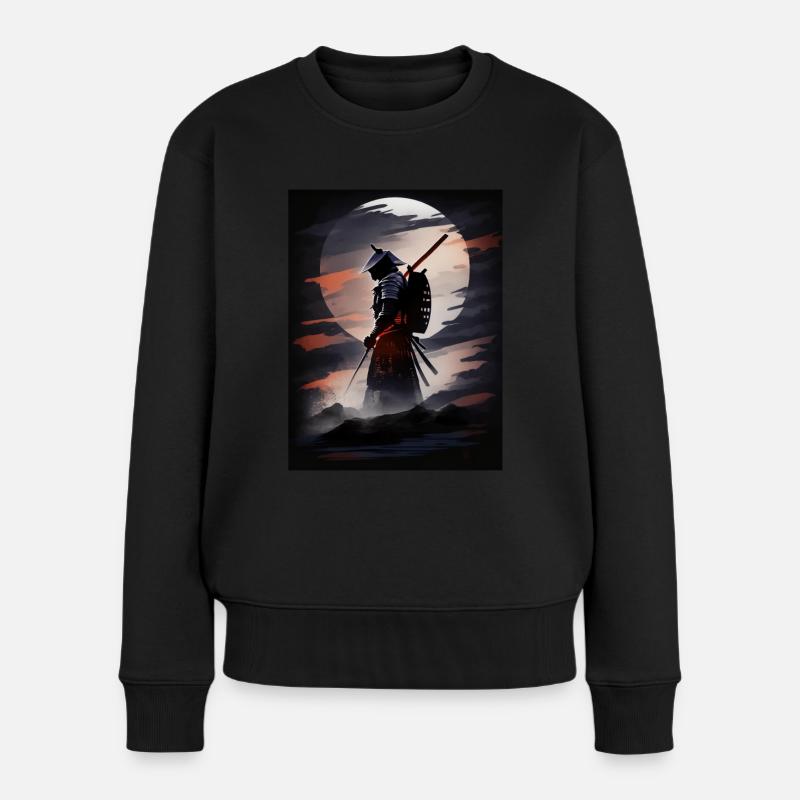 Japanischer Samurai-Krieger bei Nacht - Frauen Premium Bio Pullover - Schwarz