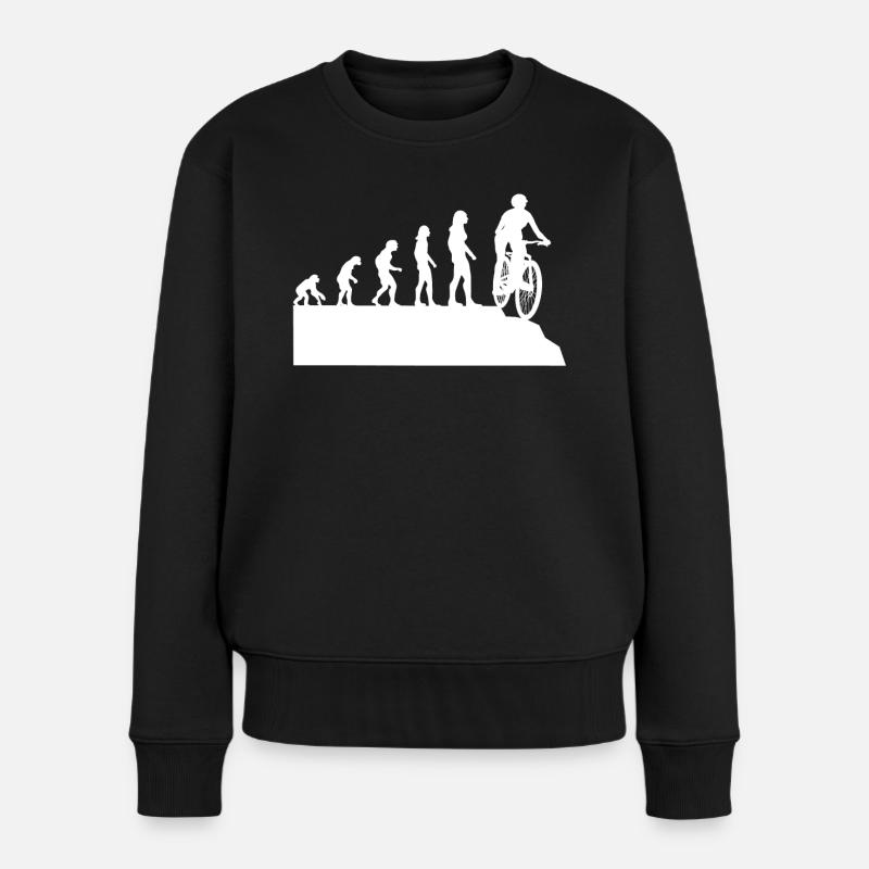 Radfahrerin Evolution Mountainbike Fahrer Geschenk - Frauen Premium Bio Pullover - Schwarz