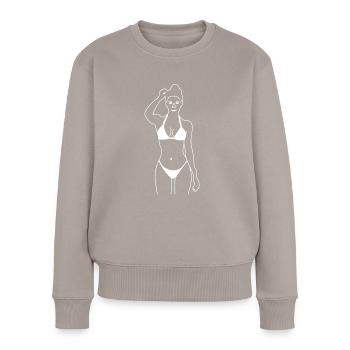 schöne Frau gezeichnet - Frauen Premium Bio Pullover - Taupe - Vorne - Julia (174cm)