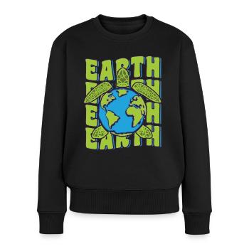 Groovy Planet Earth Day Meeresschildkrötenliebhaber Ozean - Frauen Premium Bio Pullover - Schwarz - Vorne - Julia (174cm)