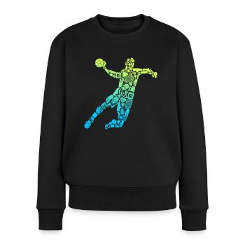 Handballer Handball Symbole Handballspieler - Frauen Premium Bio Pullover - Schwarz - Vorne - Julia (174cm)