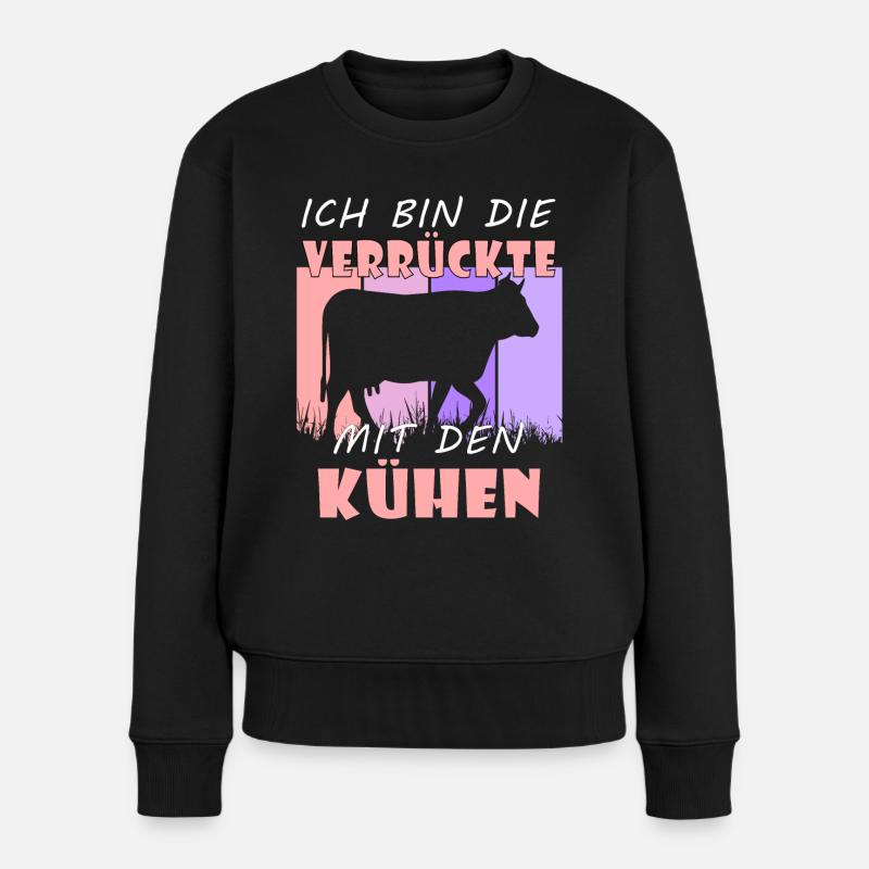 Kuh Kühe - Frauen Premium Bio Pullover - Schwarz