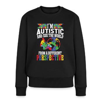 Autismus Autistic World From Different Perspective - Frauen Premium Bio Pullover - Schwarz - Vorne - Julia (174cm)